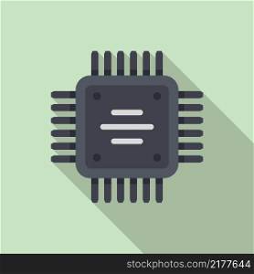 Computer cpu icon flat vector. Circuit chip. Central electronic. Computer cpu icon flat vector. Circuit chip