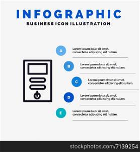 Computer, Cpu, Pc, Stabilizer Line icon with 5 steps presentation infographics Background