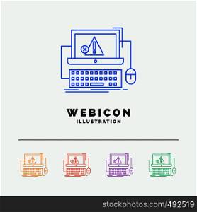 Computer, crash, error, failure, system 5 Color Line Web Icon Template isolated on white. Vector illustration. Vector EPS10 Abstract Template background