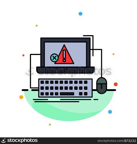 Computer, crash, error, failure, system Flat Color Icon Vector