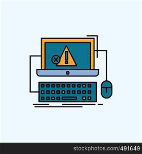 Computer, crash, error, failure, system Flat Icon. green and Yellow sign and symbols for website and Mobile appliation. vector illustration. Vector EPS10 Abstract Template background