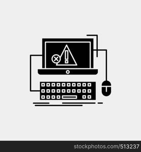 Computer, crash, error, failure, system Glyph Icon. Vector isolated illustration. Vector EPS10 Abstract Template background