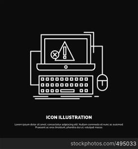 Computer, crash, error, failure, system Icon. Line vector symbol for UI and UX, website or mobile application. Vector EPS10 Abstract Template background