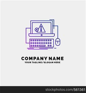 Computer, crash, error, failure, system Purple Business Logo Template. Place for Tagline. Vector EPS10 Abstract Template background