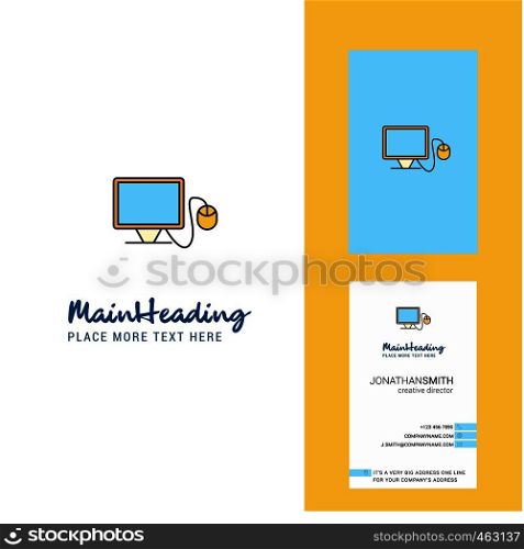 Computer Creative Logo and business card. vertical Design Vector
