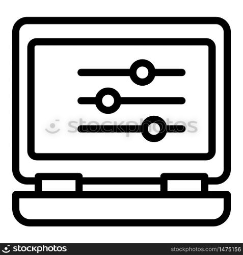 Computer creator icon. Outline computer creator vector icon for web design isolated on white background. Computer creator icon, outline style