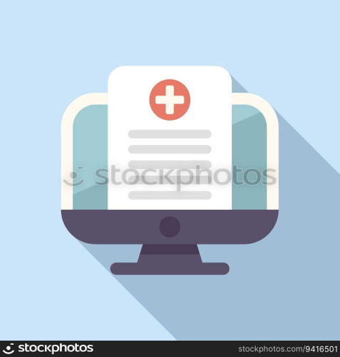 Computer data icon flat vector. Test lab. Digital clinic. Computer data icon flat vector. Test lab