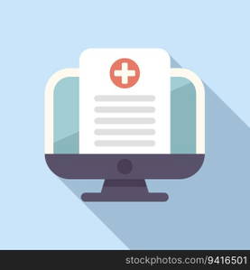 Computer data icon flat vector. Test lab. Digital clinic. Computer data icon flat vector. Test lab