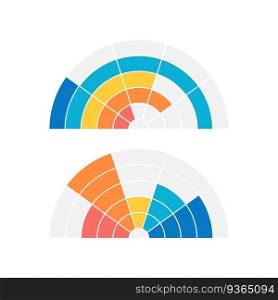 Computer data infographic chart design element set. Semi circle. Customizable graph for statistical analysis. Editable component for instructional graphics. Visual data presentation. Computer data infographic chart design element set