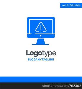 Computer, Data, Information, Internet, Security Blue Solid Logo Template. Place for Tagline