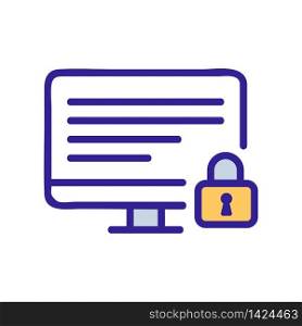 computer data protection icon vector. computer data protection sign. color symbol illustration. computer data protection icon vector outline illustration