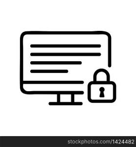 computer data protection icon vector. computer data protection sign. isolated contour symbol illustration. computer data protection icon vector outline illustration