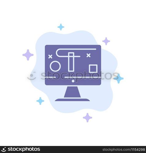 Computer, Design, Display, Graphics Blue Icon on Abstract Cloud Background