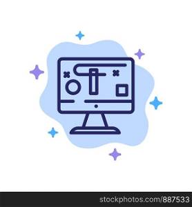 Computer, Design, Display, Graphics Blue Icon on Abstract Cloud Background