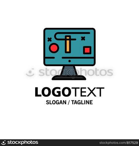 Computer, Design, Display, Graphics Business Logo Template. Flat Color