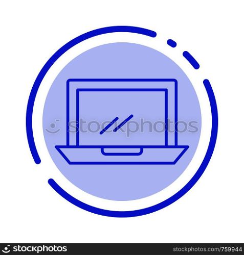 Computer, Desktop, Device, Hardware, Pc Blue Dotted Line Line Icon