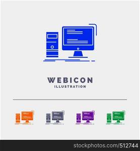Computer, desktop, gaming, pc, personal 5 Color Glyph Web Icon Template isolated on white. Vector illustration. Vector EPS10 Abstract Template background