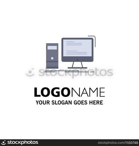 Computer, desktop, gaming, pc, personal Flat Color Icon Vector