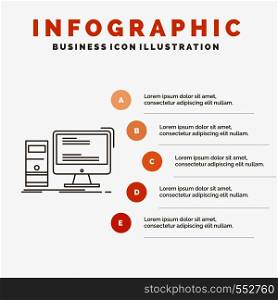 Computer, desktop, gaming, pc, personal Infographics Template for Website and Presentation. Line Gray icon with Orange infographic style vector illustration. Vector EPS10 Abstract Template background
