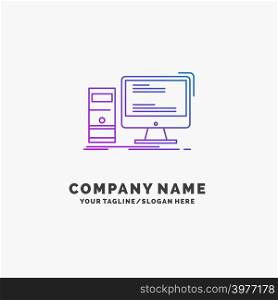 Computer, desktop, gaming, pc, personal Purple Business Logo Template. Place for Tagline