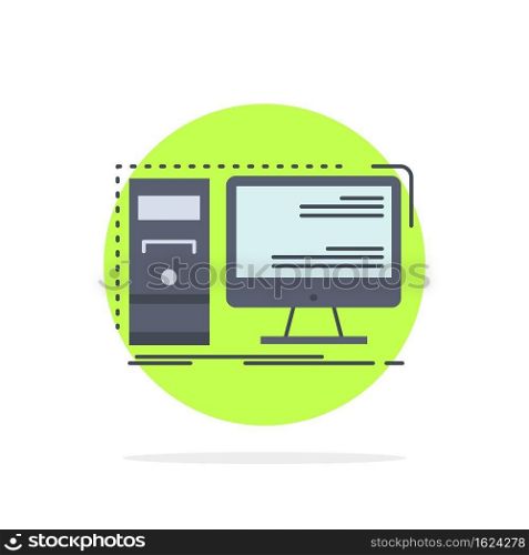 Computer, desktop, hardware, workstation, System Flat Color Icon Vector