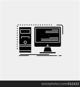 Computer, desktop, hardware, workstation, System Glyph Icon. Vector isolated illustration. Vector EPS10 Abstract Template background
