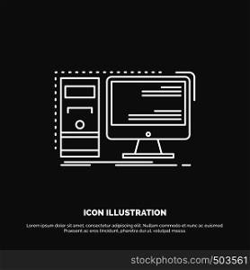 Computer, desktop, hardware, workstation, System Icon. Line vector symbol for UI and UX, website or mobile application. Vector EPS10 Abstract Template background