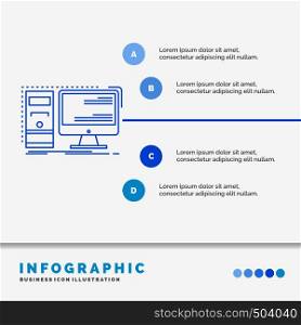 Computer, desktop, hardware, workstation, System Infographics Template for Website and Presentation. Line Blue icon infographic style vector illustration. Vector EPS10 Abstract Template background