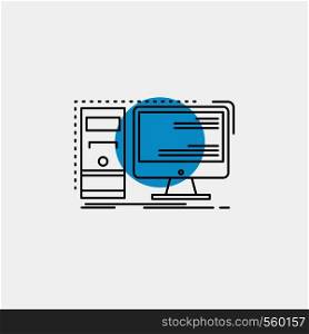 Computer, desktop, hardware, workstation, System Line Icon. Vector EPS10 Abstract Template background