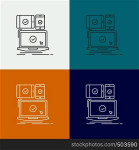 computer, devices, mobile, responsive, technology Icon Over Various Background. Line style design, designed for web and app. Eps 10 vector illustration. Vector EPS10 Abstract Template background