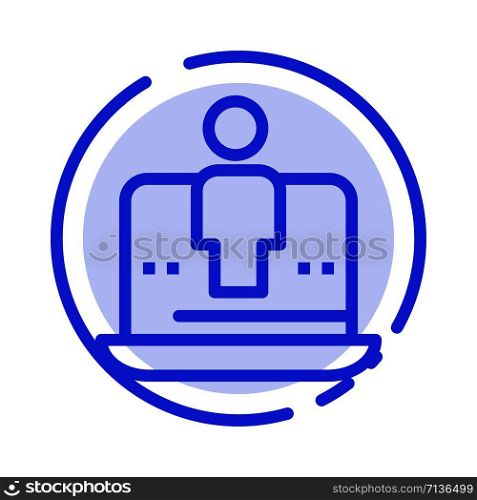 Computer, Digital, Laptop, Technology, Marketing Blue Dotted Line Line Icon