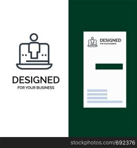 Computer, Digital, Laptop, Technology, Marketing Grey Logo Design and Business Card Template