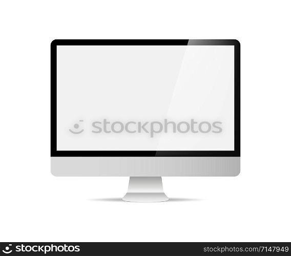 Computer display isolated in realistic design on white background. Modern flat screen computer monitor. EPS 10