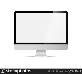 Computer display isolated in realistic design on white background. Modern flat screen computer monitor. EPS 10