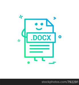Computer docx file format type icon vector design