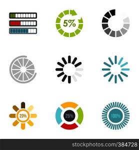 Computer download icons set. Flat illustration of 9 computer download vector icons for web. Computer download icons set, flat style