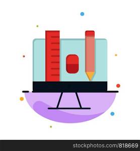 Computer, Education, Scale, Pencil Abstract Flat Color Icon Template