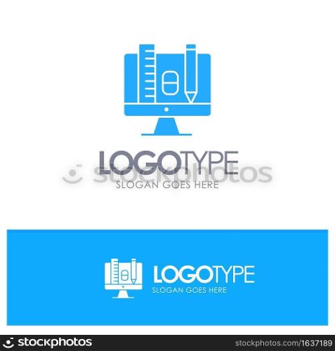 Computer, Education, Scale, Pencil Blue Logo vector