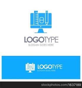Computer, Education, Scale, Pencil Blue Logo vector
