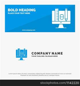 Computer, Education, Scale, Pencil SOlid Icon Website Banner and Business Logo Template