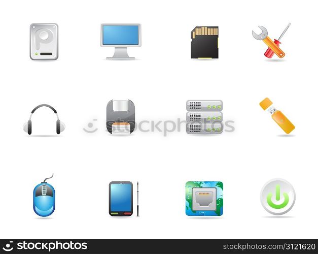 computer equipment icons set for design