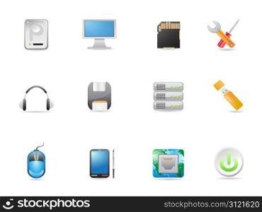 computer equipment icons set for design