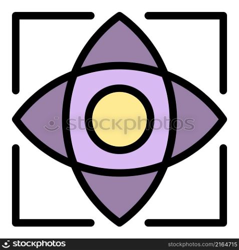 Computer eye scanning icon. Outline computer eye scanning vector icon color flat isolated. Computer eye scanning icon color outline vector