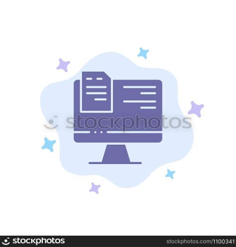 Computer, File, Education, Online Blue Icon on Abstract Cloud Background