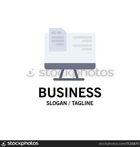 Computer, File, Education, Online Business Logo Template. Flat Color