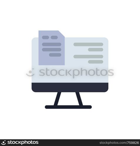 Computer, File, Education, Online Flat Color Icon. Vector icon banner Template