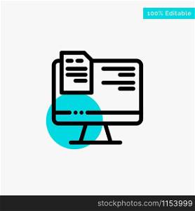 Computer, File, Education, Online turquoise highlight circle point Vector icon
