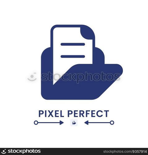 Computer files folder black solid desktop icon. Online documents. Organizing information. Pixel perfect, outline 4px. Silhouette symbol on white space. Glyph pictogram. Isolated vector image. Computer files folder black solid desktop icon