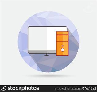computer flat icon on geometric background