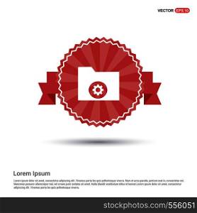 Computer Folder Icon - Red Ribbon banner